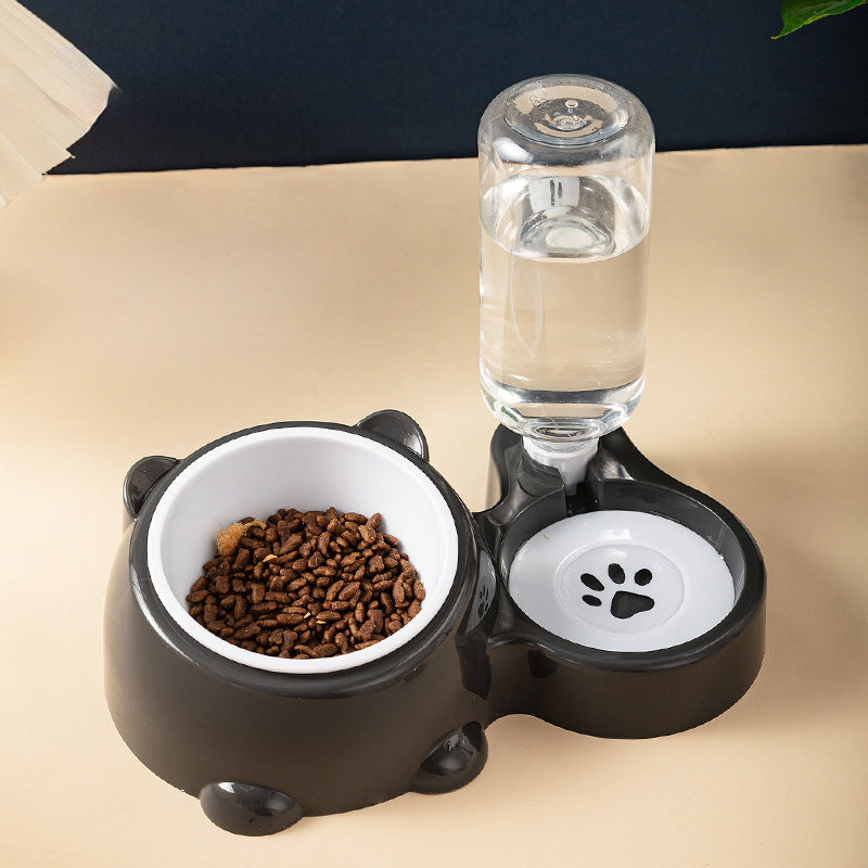Cat Food And Water Bowl Set - 16 Degree Tilted Dog Dish With Water Dispenser Removable Pet Feeder Bowl Dog Drinking And Eating Bowl Detachable Pet Feeder Bowl For Cats And Dogs