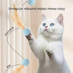 5pcs random color Funny Cat Elastic Ball Toy Interactive Balls Pet Supplies Feather Football Toys Dog Playthings Kitten