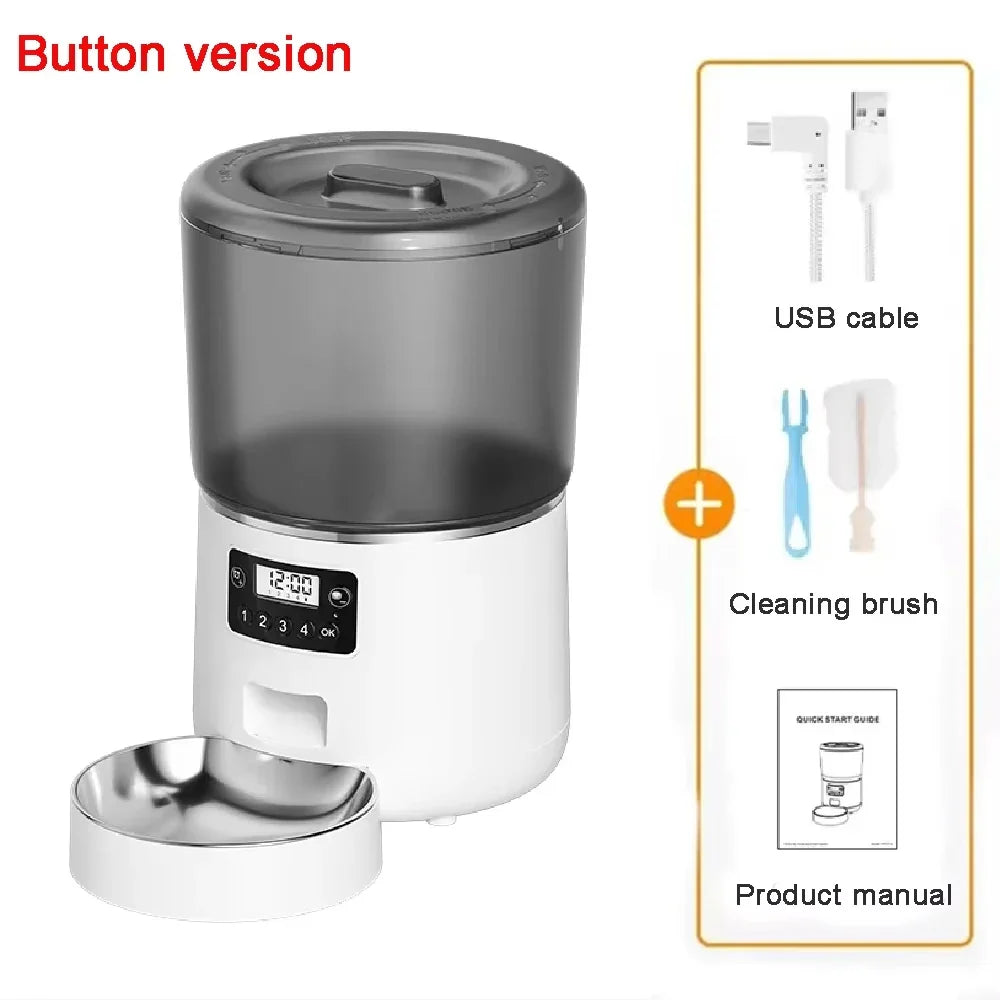 Automatic Pet Feeder 4L Capacity Smart Timer Tuya Control Food Dispenser with Stainless Steel Bowl Dogs Cats Feeding Supplies