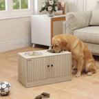 Elevated Dog Bowls with Storage Cabinet, Raised Dog Bowl Stand, Pet Feeding Station with Slow Feeder & Non-Slip, for Large Pets