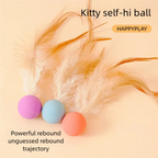 5pcs random color Funny Cat Elastic Ball Toy Interactive Balls Pet Supplies Feather Football Toys Dog Playthings Kitten