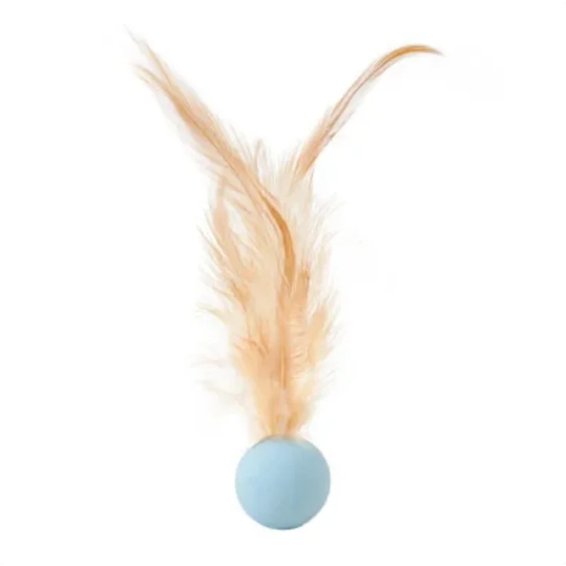 5pcs random color Funny Cat Elastic Ball Toy Interactive Balls Pet Supplies Feather Football Toys Dog Playthings Kitten
