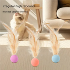 5pcs random color Funny Cat Elastic Ball Toy Interactive Balls Pet Supplies Feather Football Toys Dog Playthings Kitten