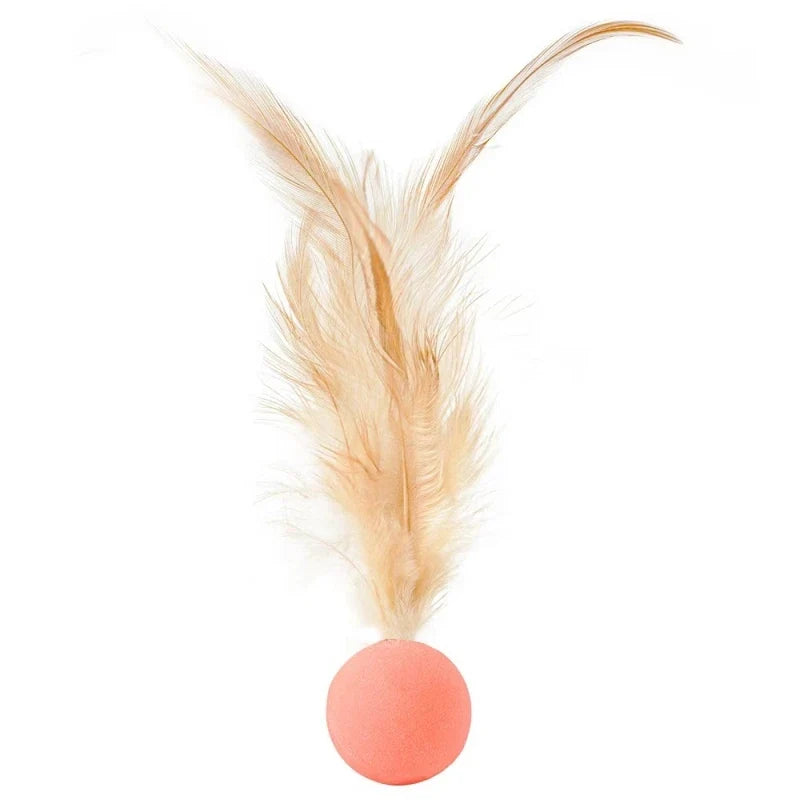 5pcs random color Funny Cat Elastic Ball Toy Interactive Balls Pet Supplies Feather Football Toys Dog Playthings Kitten