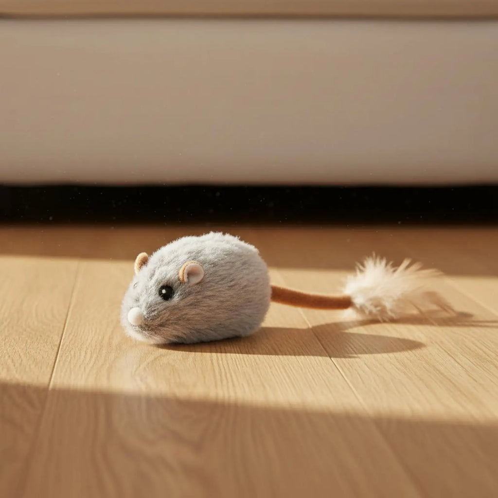 Rechargeable Feline Mouse Toy Automatic Moving Interactive Feline Mouse Realistic Sound Obstacle Avoidance for Cats, Indoor