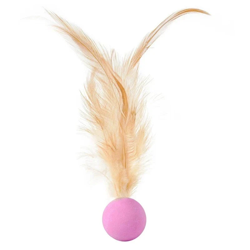 5pcs random color Funny Cat Elastic Ball Toy Interactive Balls Pet Supplies Feather Football Toys Dog Playthings Kitten